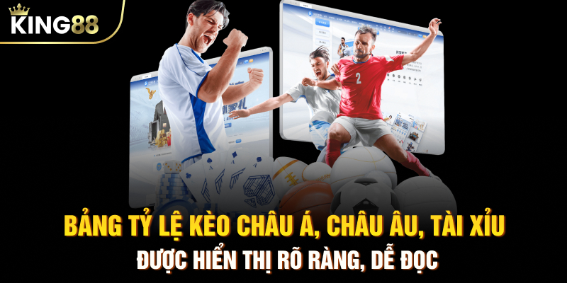 Bảng tỷ lệ kèo châu Á, châu Âu, tài xỉu được hiển thị rõ ràng, dễ đọc